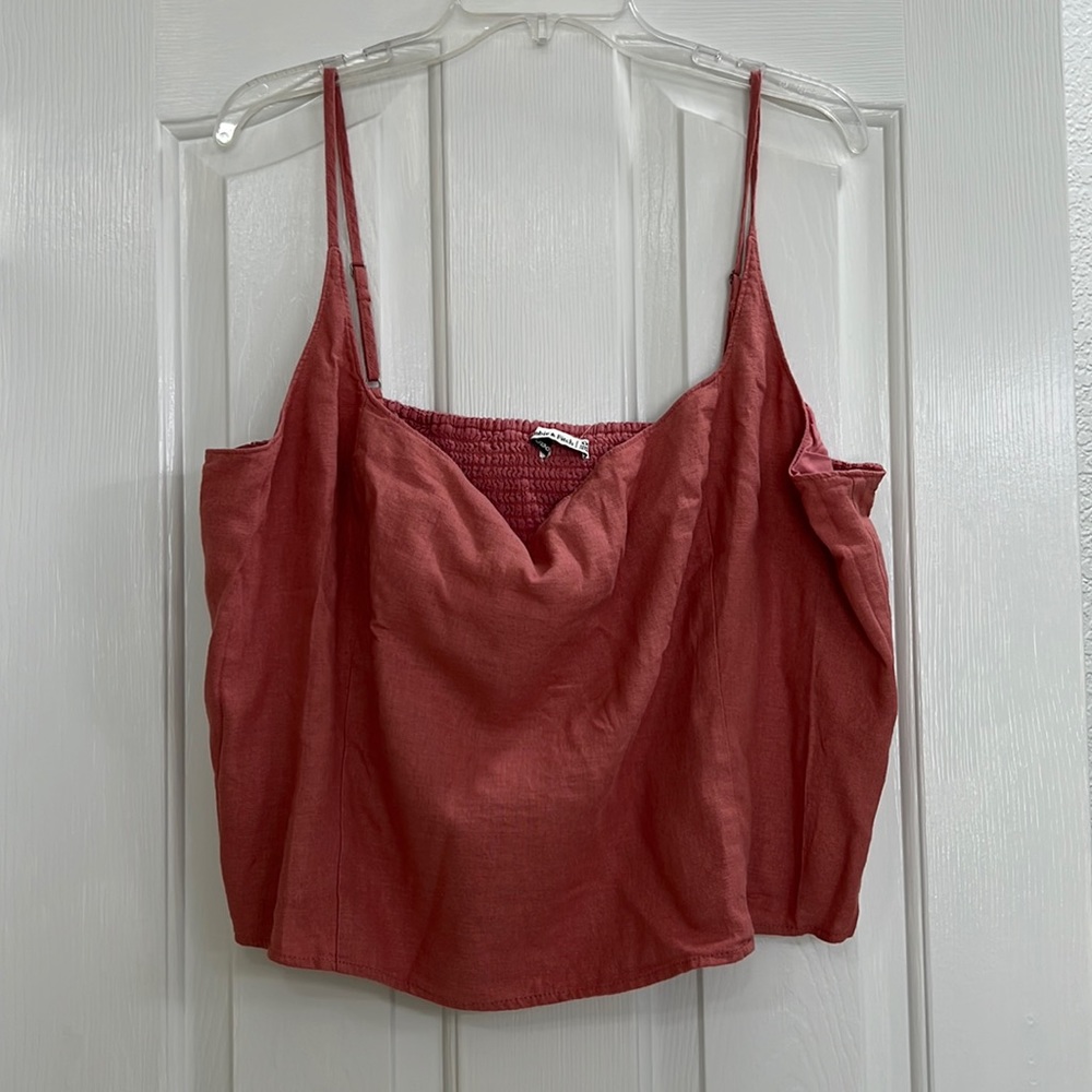Abercrombie & Fitch Coral Linen Crop Top XXL